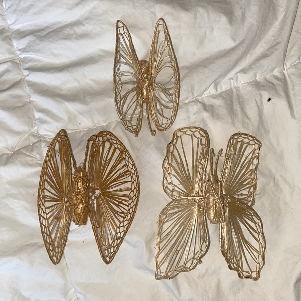 Vintage boho Ratan Raffia butterfly wall decor